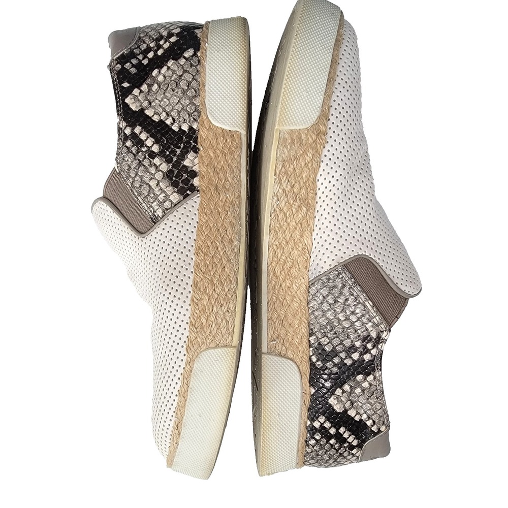 Sam Edelman Banks Espadrilles Shoes Sz 8.5 Sneaker Perforated Animal Print Ivory